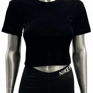Black velvet cropped top